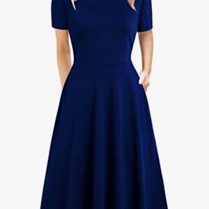 Elegant Navy Blue Midi Dress